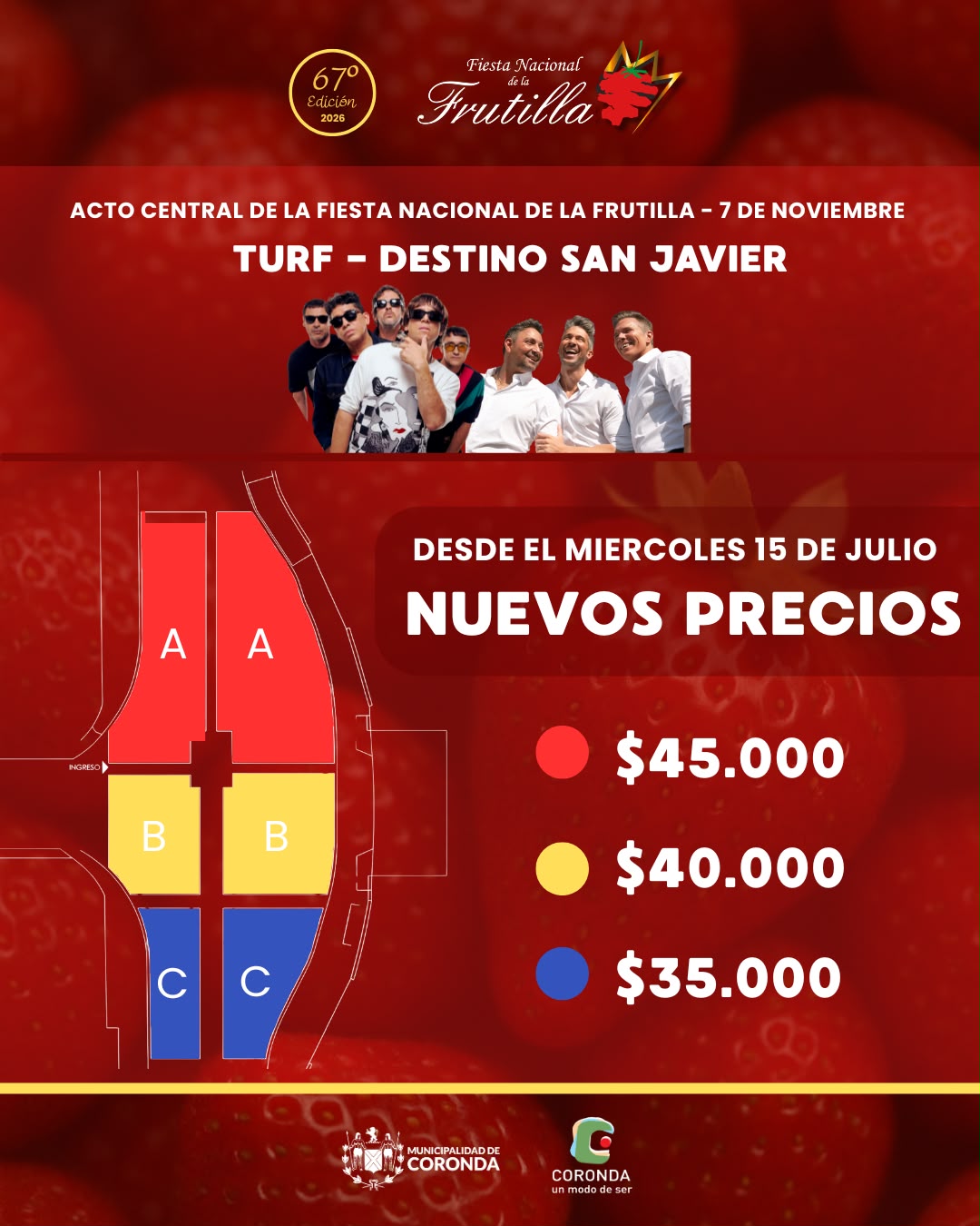 Entrada Sector B - $35.000 - Buena ubicación. Válida desde el 22 de junio al 15 de julio. Compra en Ticketway.