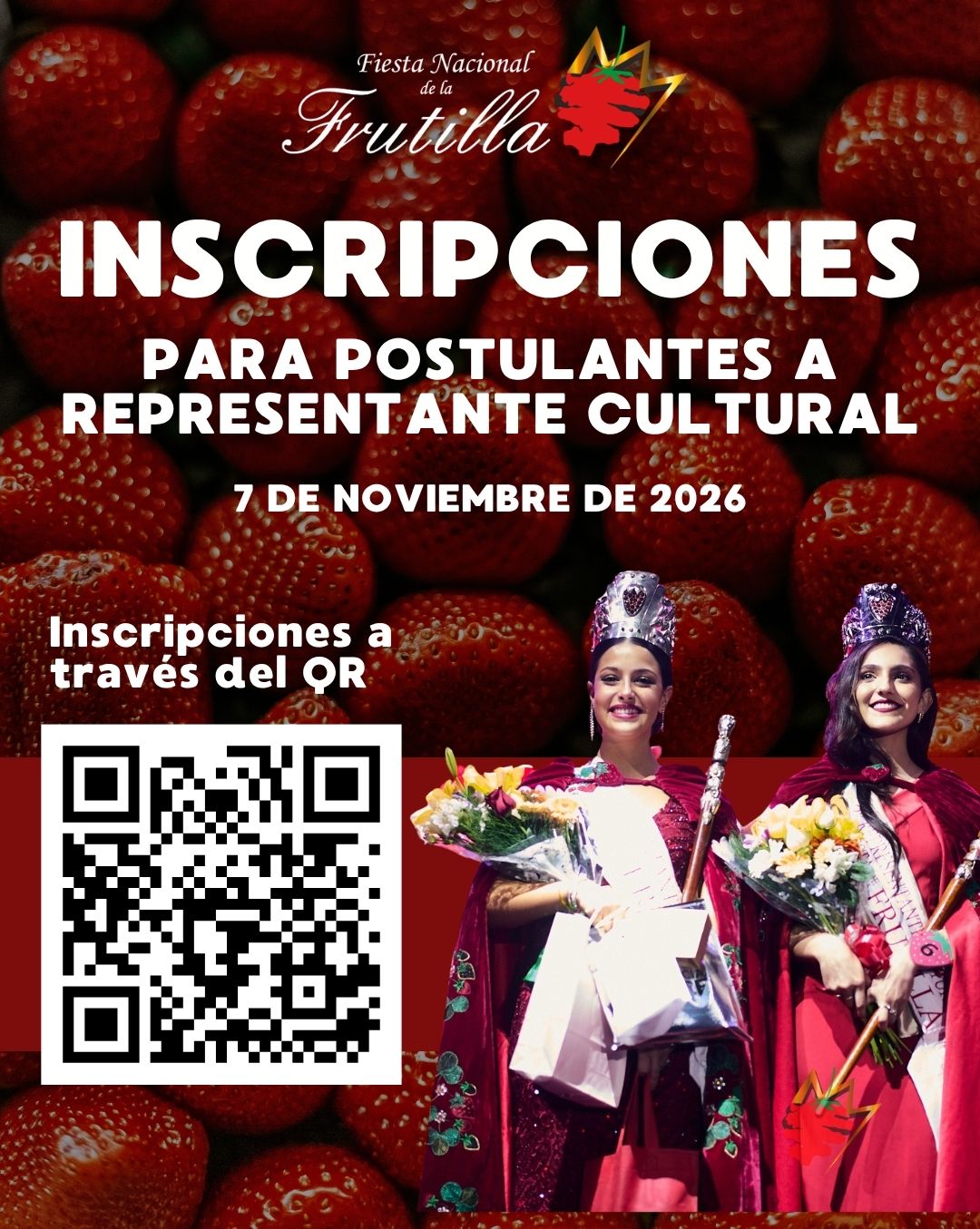 Código QR para inscripción a Representante Cultural 2026 - Fiesta Nacional de la Frutilla